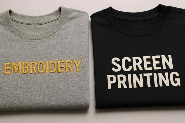 Perbandingan bordir vs sablon pakaian custom