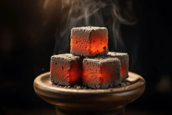 long burn duration charcoal cubes burning evenly with stable heat and low ash on hookah bowl